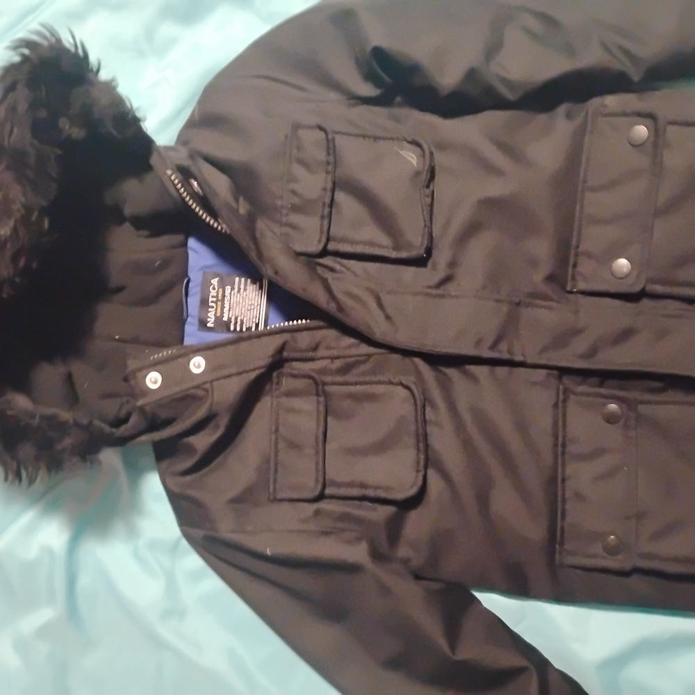 Nautica Men's Black Hooded Puffer Jacket